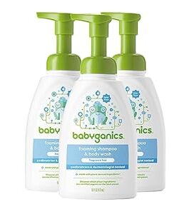 Babyganics Baby Shampoo + Body Wash Pump Bottle, Fragrance Free, Non-Allergenic and Tear-Free, 16 Fl Oz (Pack of 3), Packaging May Vary