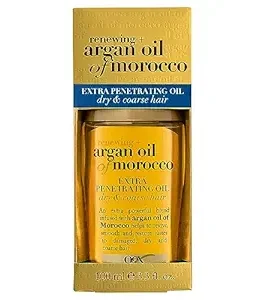 Roll over image to zoom in OGX Extra Strength Argan Oil Hair Treatment, 3.3 fl oz – Deep Moisturizing Serum for Dry, Damaged & Coarse Hair, Paraben & Sulfate-Free