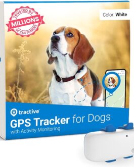 Roll over image to zoom in Tractive GPS Tracker for Dogs – Waterproof, GPS Location & Smart Pet Activity Tracker, Unlimited Range, Works with Any Collar (White)