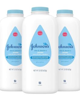 Johnson’s Baby Powder, Pure Cornstarch, Aloe & Vitamin E, 22 Ounce (Pack of 3) – Packaging May Vary