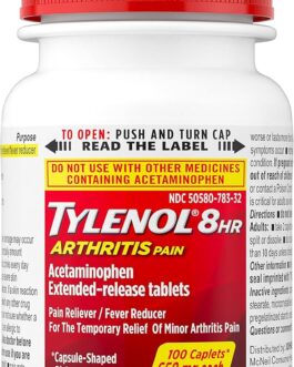 Tylenol 8 Hour Arthritis Pain Tablets with Acetaminophen for Joint Pain, 100 ct