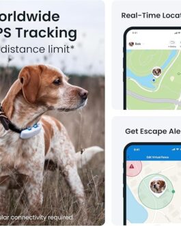 Roll over image to zoom in Tractive GPS Tracker for Dogs – Waterproof, GPS Location & Smart Pet Activity Tracker, Unlimited Range, Works with Any Collar (White)